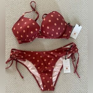 Shade & Shore Burgundy Polka Dot Bikini
